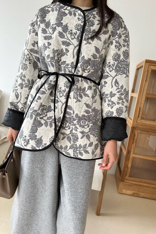 Floral Quilted Wrap Jacket