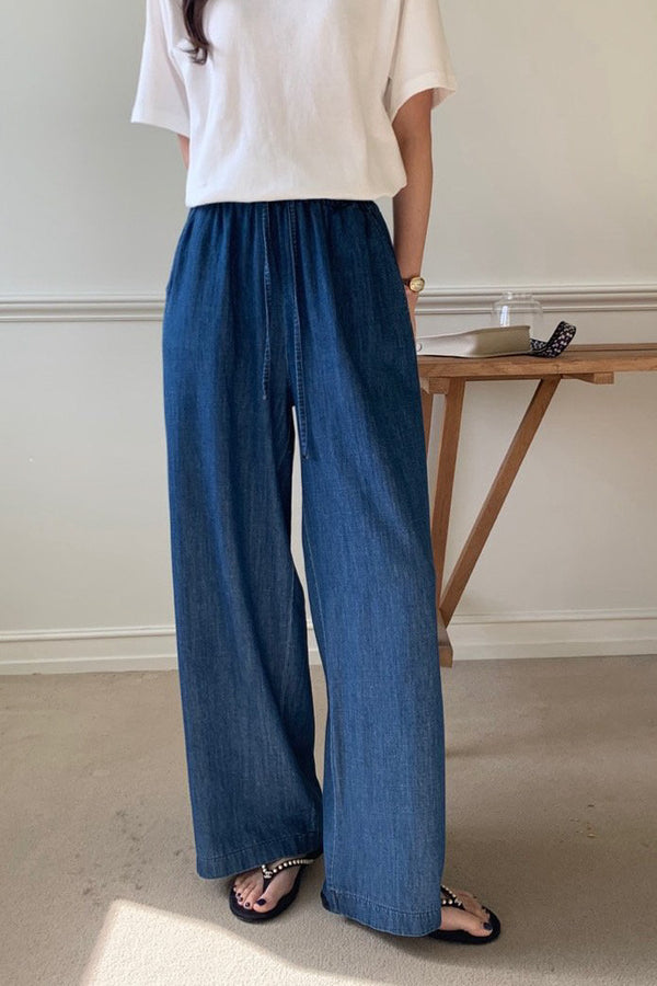 Silky Denim Banded Pants