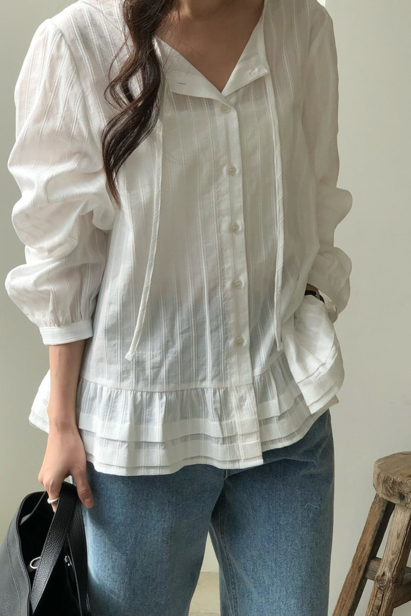 Vintage Charm Ruffle Blouse