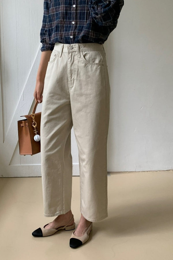 Beige Straight Pants