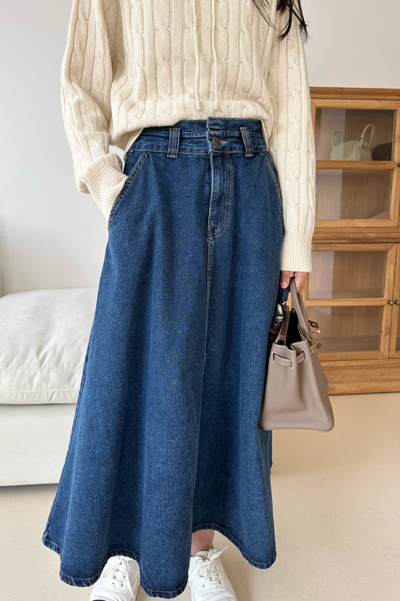 Denim Flare Skirt