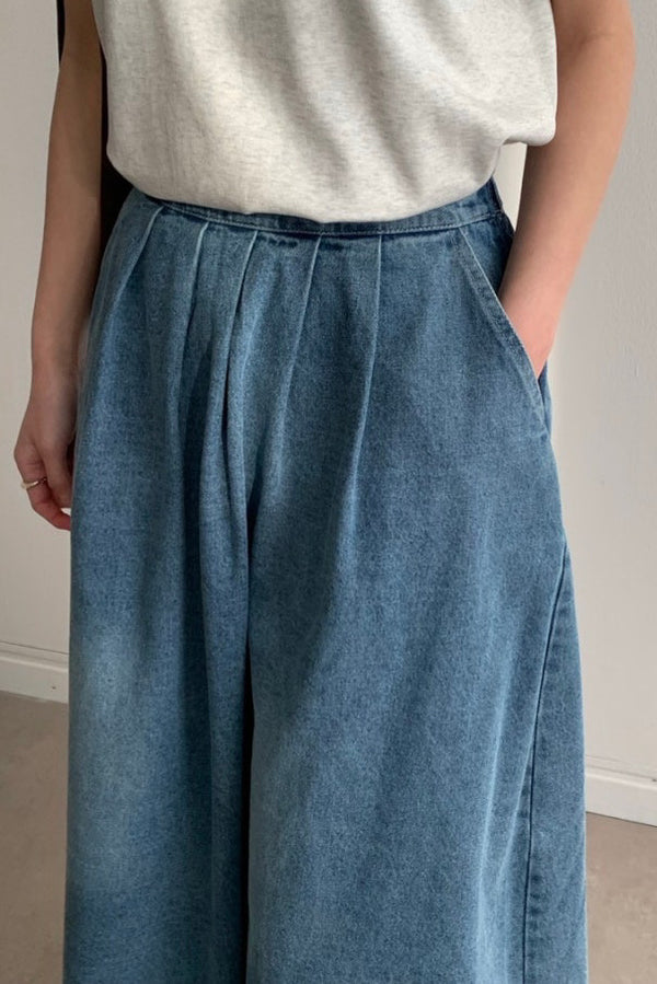 Banded Denim Skirt