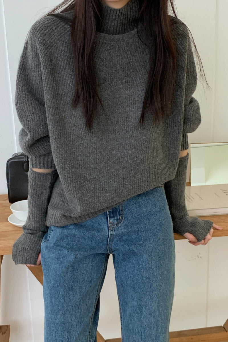 Cashmere Sweater + Arm Warmer