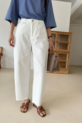 Raw Hem White Denim