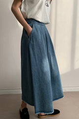 Banded Denim Skirt