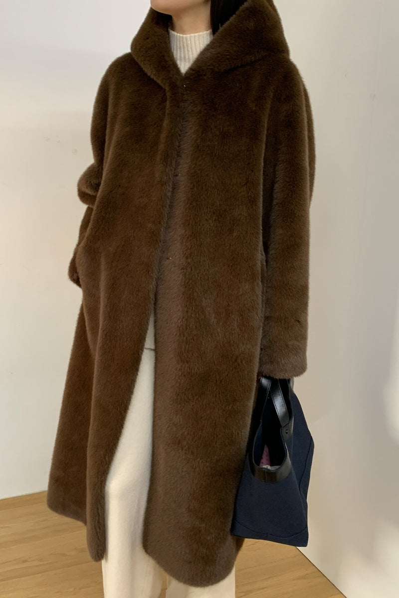 Mink-Style Hooded Coat