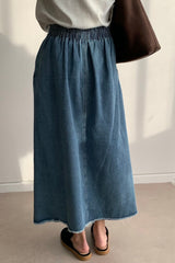 Banded Denim Skirt