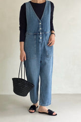 V-Neck Denim Jumpsuit