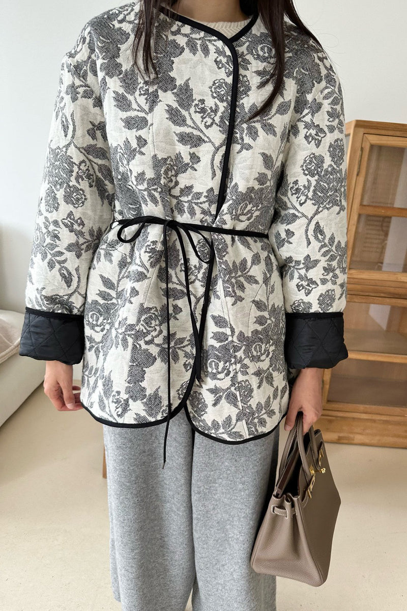 Floral Quilted Wrap Jacket