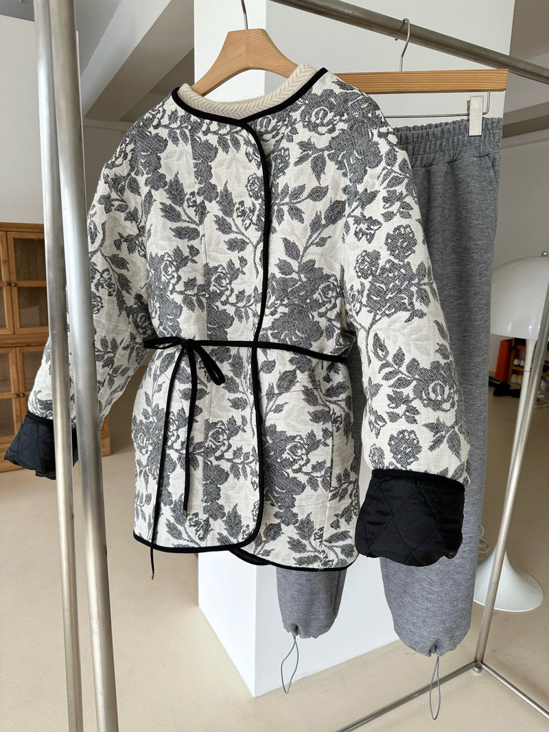 Floral Quilted Wrap Jacket