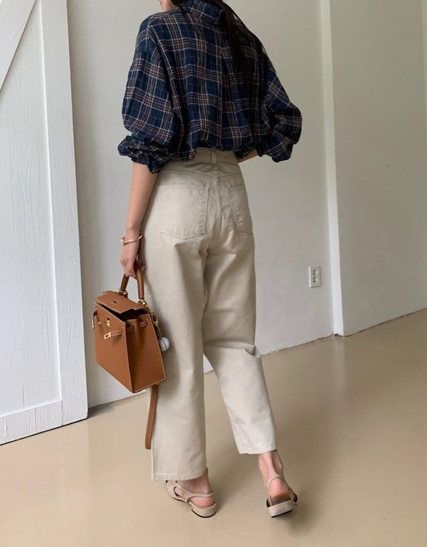 Beige Straight Pants