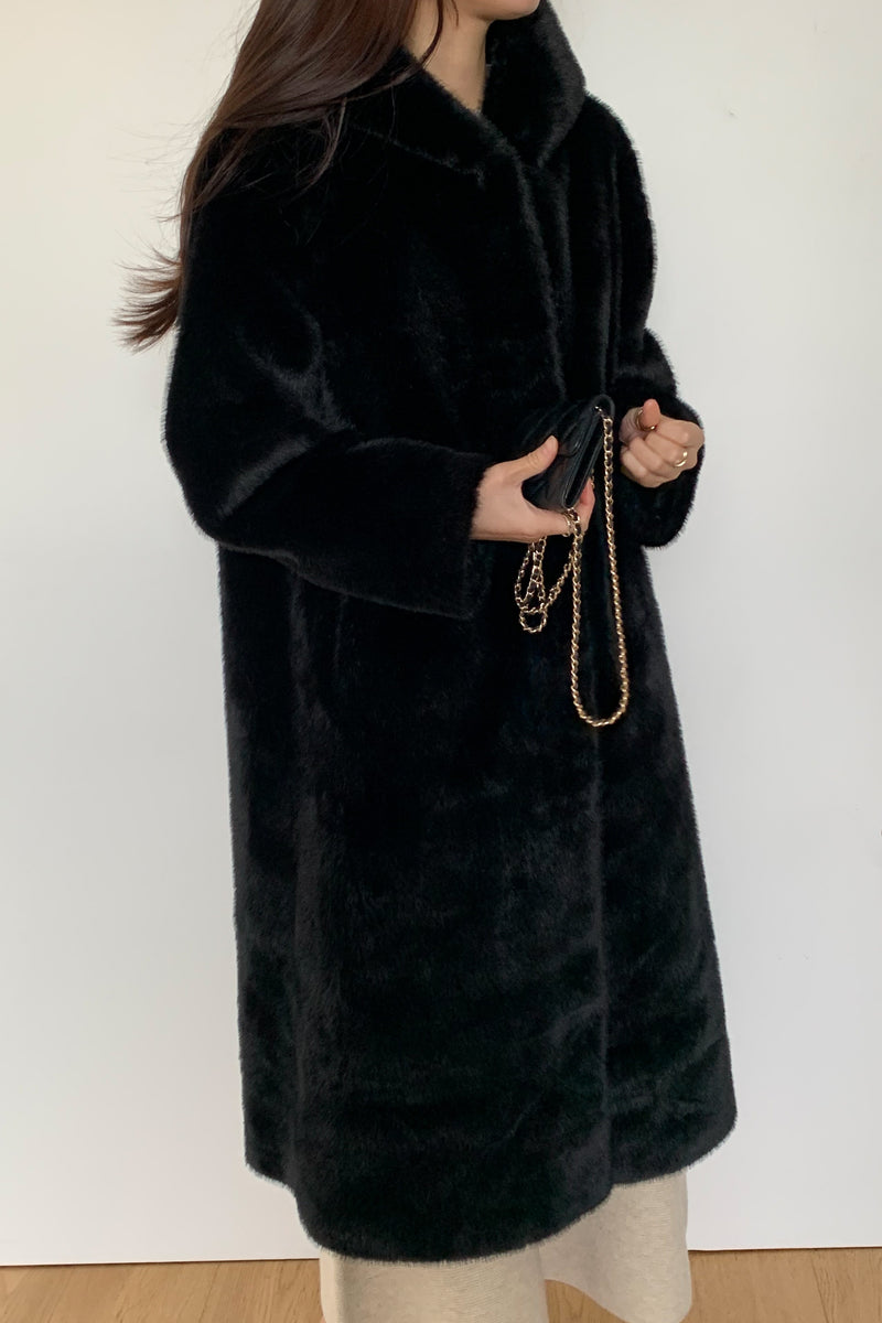 Mink-Style Hooded Coat