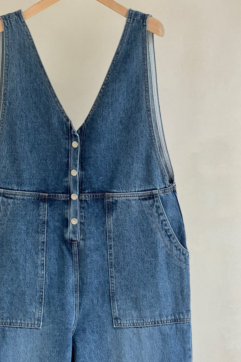 V-Neck Denim Jumpsuit