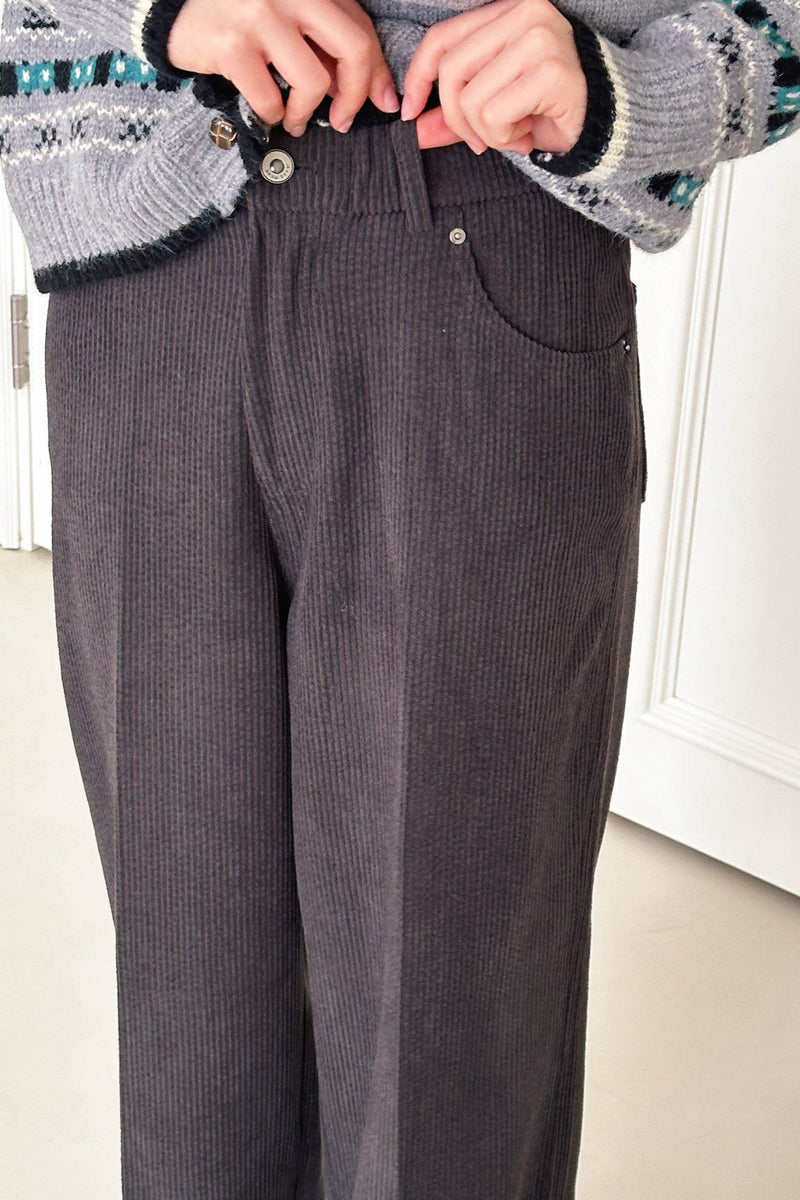 Corduroy Semi Wide Pants