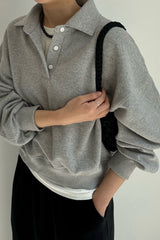 Polo-Collar Sweatshirt