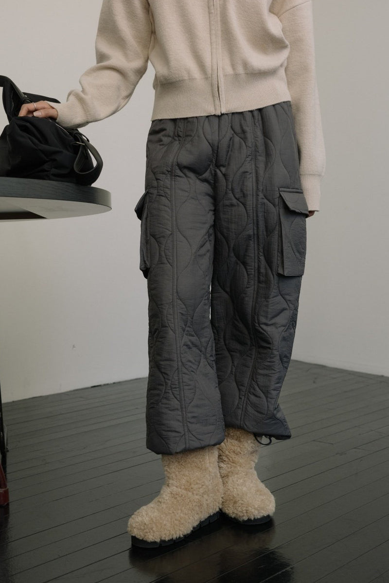 Quilted Cargo Padding Pants