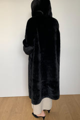 Mink-Style Hooded Coat