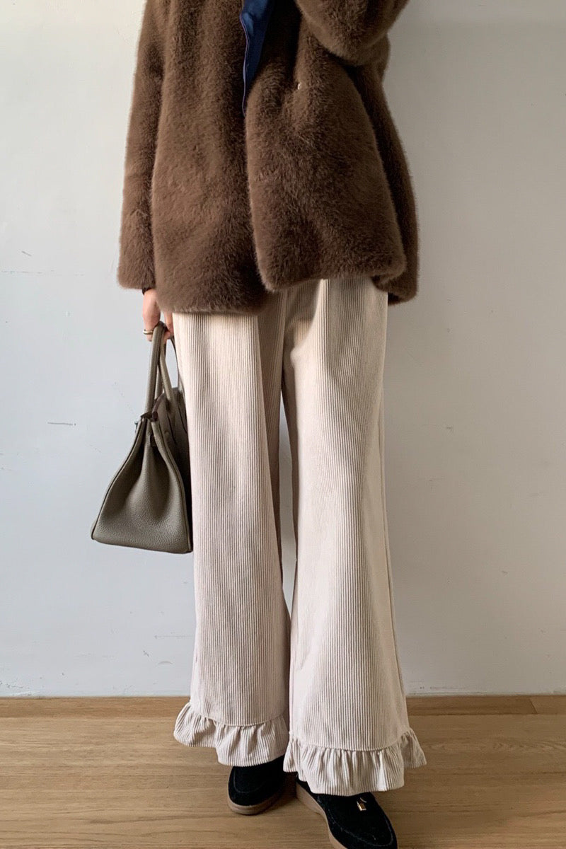 Corduroy Ruffle Pants