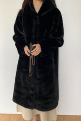 Mink-Style Hooded Coat