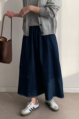 Banded Denim Skirt