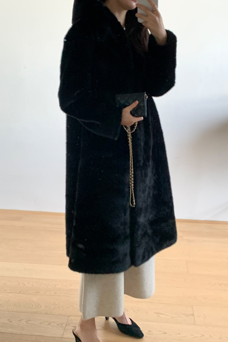 Mink-Style Hooded Coat