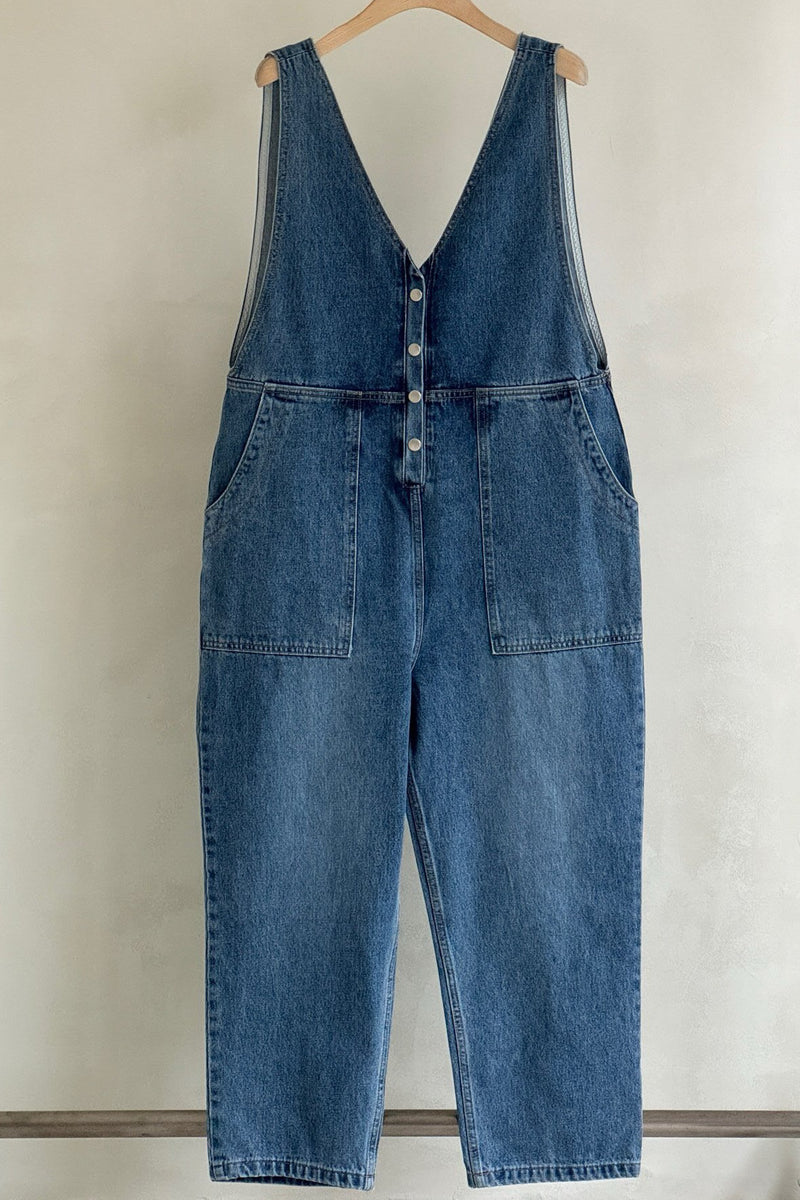 V-Neck Denim Jumpsuit