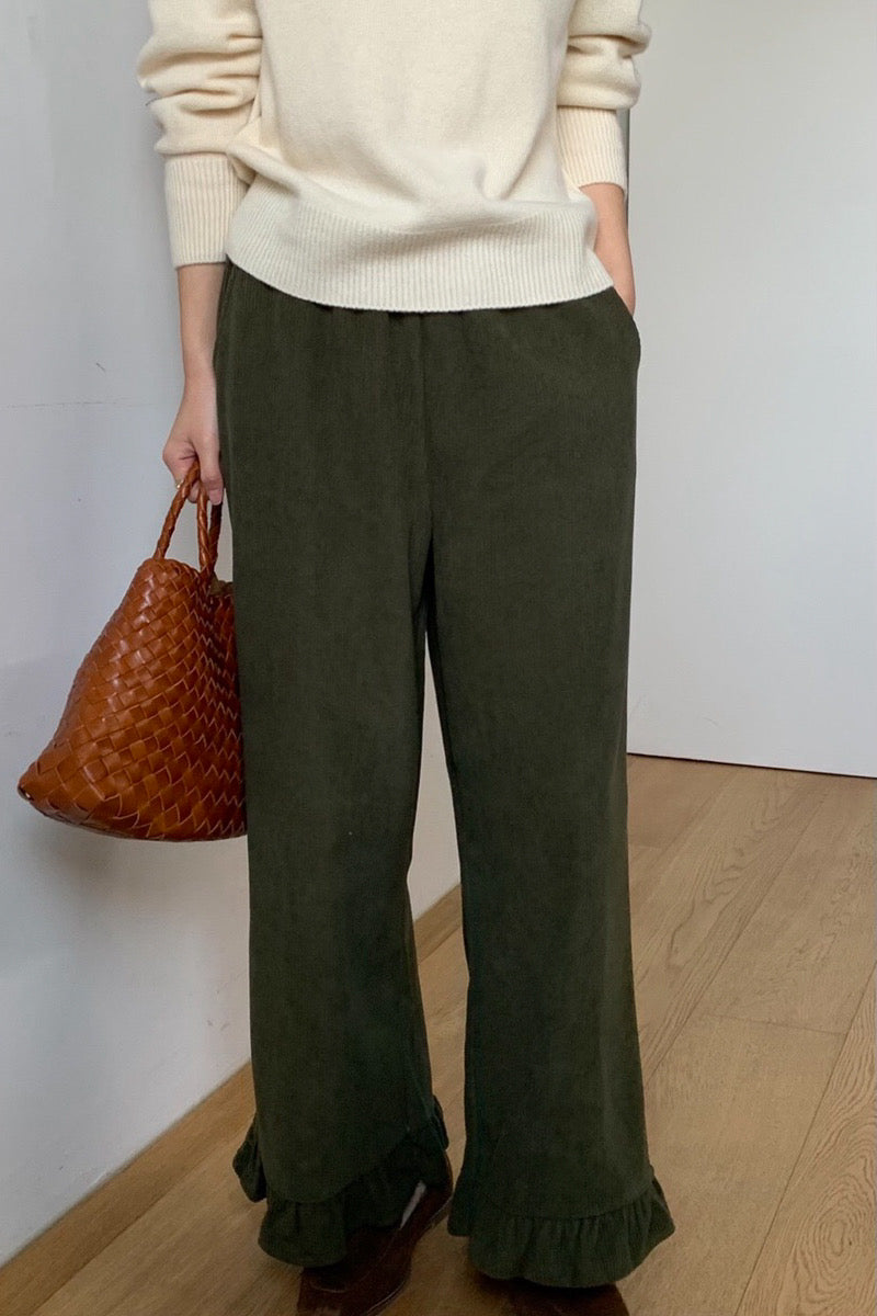 Corduroy Ruffle Pants