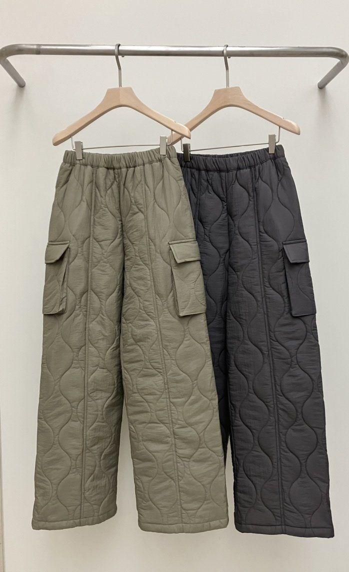 Quilted Cargo Padding Pants