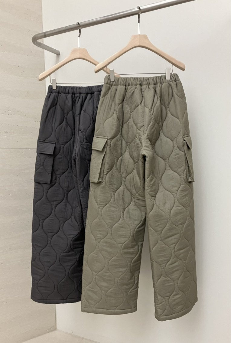 Quilted Cargo Padding Pants