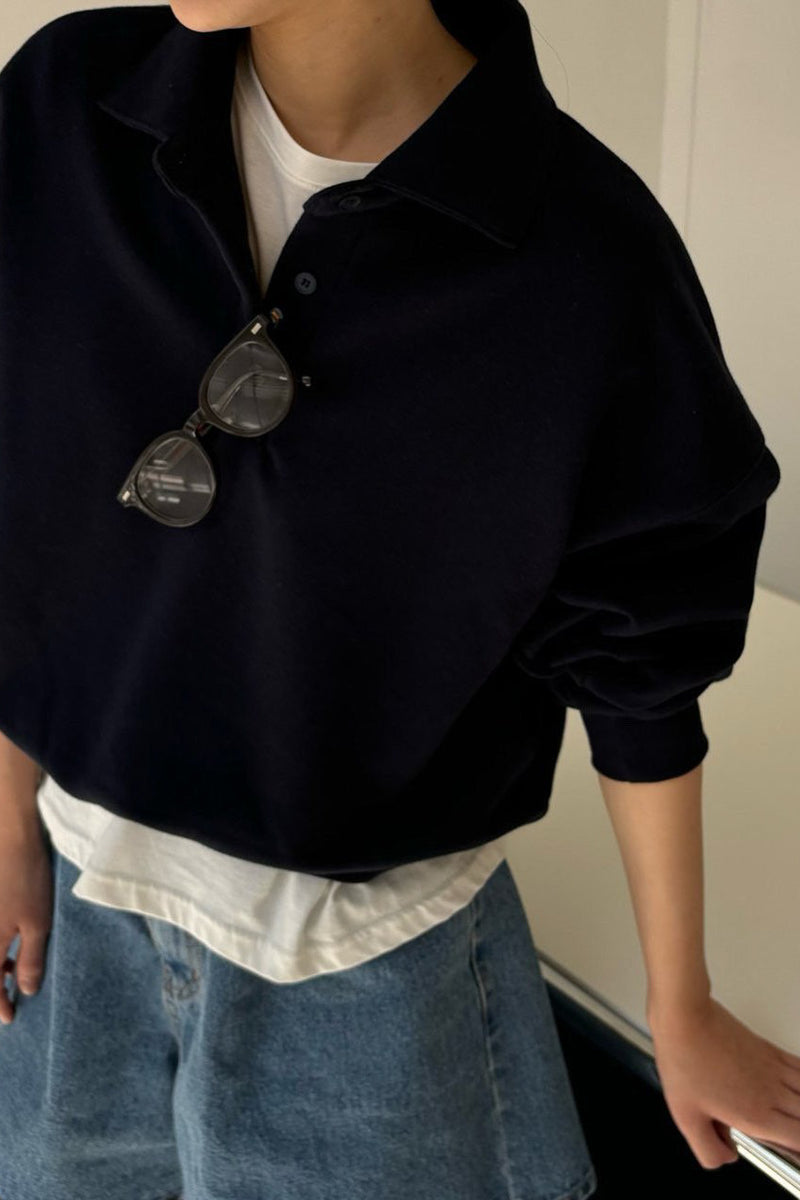 Polo-Collar Sweatshirt