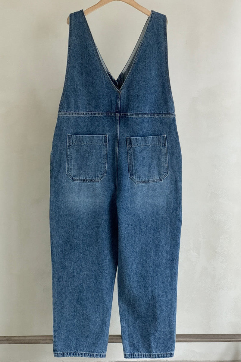 V-Neck Denim Jumpsuit