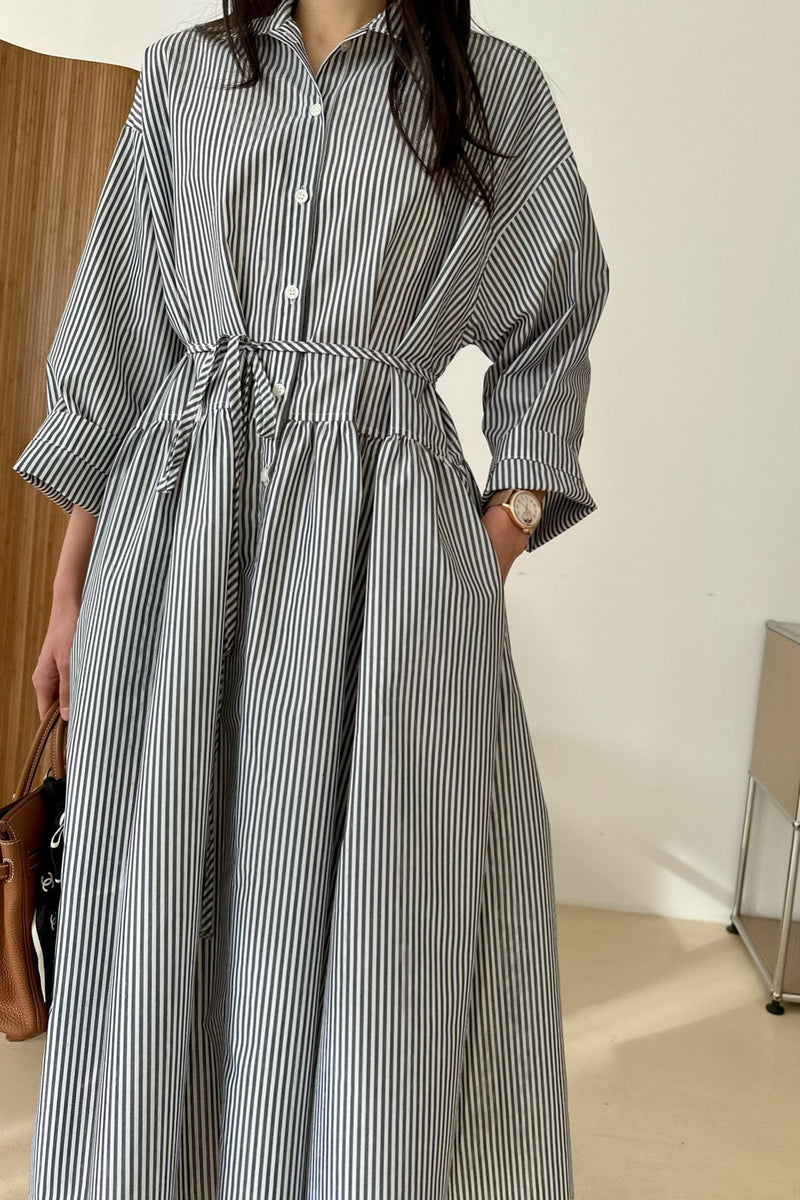 Striped Waist-Tie Dress