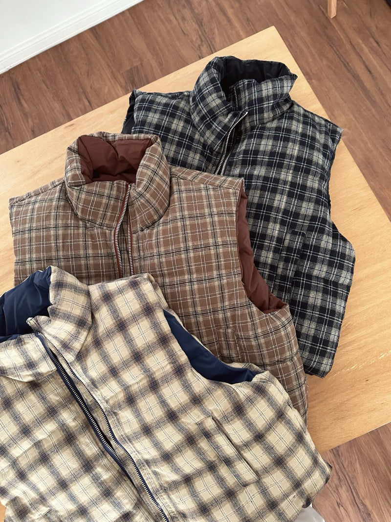 Reversible Check Padding Vest