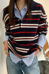 Preppy Stripe Polo Knit